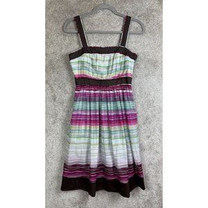 BCBG Paris Dress Womens 4 Pink Brown Stripe Sleeveless Side Zip Lined- 7040